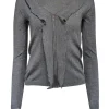 Prada - Grey Silk Cashmere Blend Zipper Front Sweater Sz 2