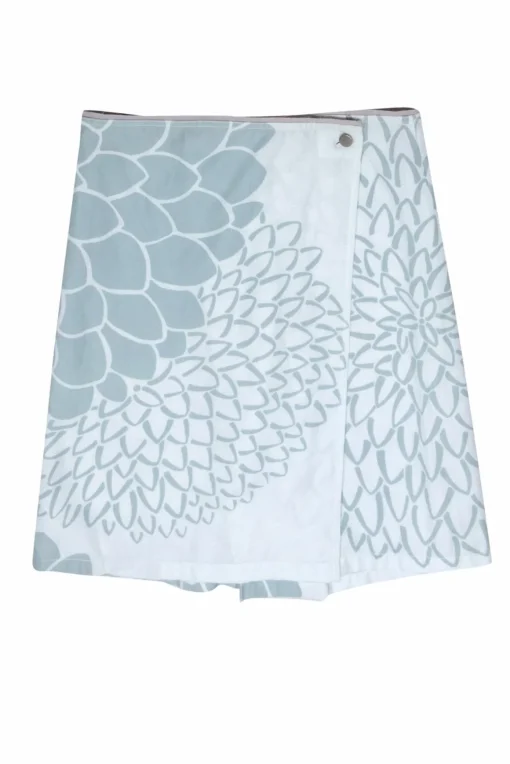 Prada - Ivory & Sage Floral Print Wrap Skirt Sz 10
