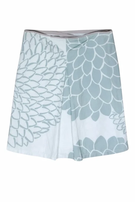 Prada - Ivory & Sage Floral Print Wrap Skirt Sz 10