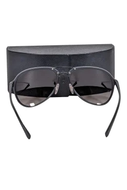 Prada - Matte Black Aviator Sunglasses