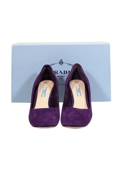 Prada - Purple Suede Rounded Toe Low Pumps Sz 8