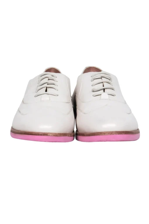 Pretty Ballerinas - Cream Lace-Up Oxfords w/ Pink Sole Sz 6