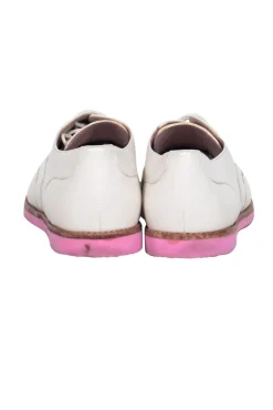 Pretty Ballerinas - Cream Lace-Up Oxfords w/ Pink Sole Sz 6