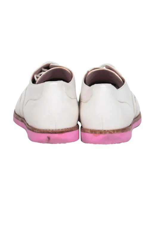 Pretty Ballerinas - Cream Lace-Up Oxfords w/ Pink Sole Sz 6
