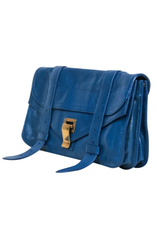 Proenza Schouler - Blue Leather Clasp Front Clutch