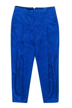 PT01 - Blue Brocade Pleated Pants Sz 6