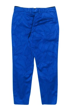PT01 - Blue Brocade Pleated Pants Sz 6
