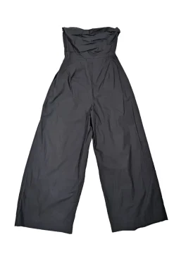 Rachel Comey - Black Poplin Strapless Pleated Jumpsuit Sz 2