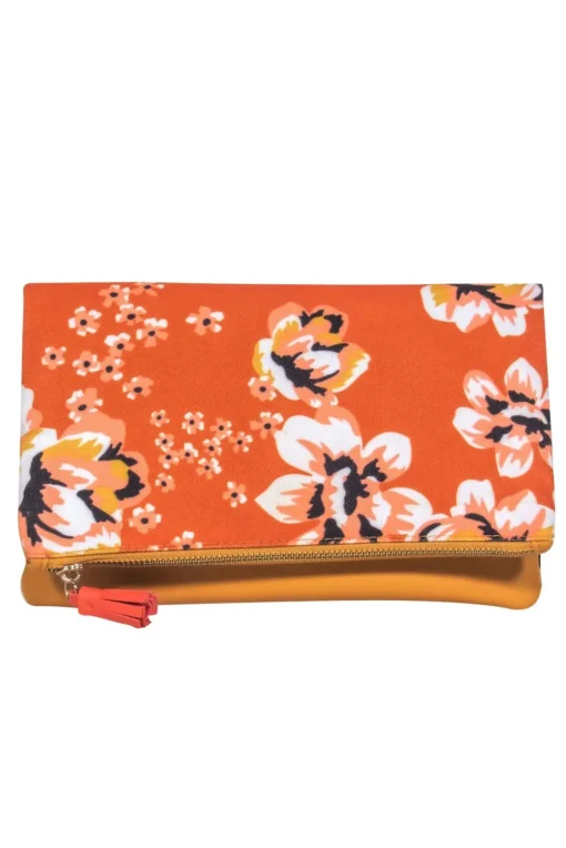 Rachel Pally - Orange & Yellow Canvas & Leather Floral Print Clutch