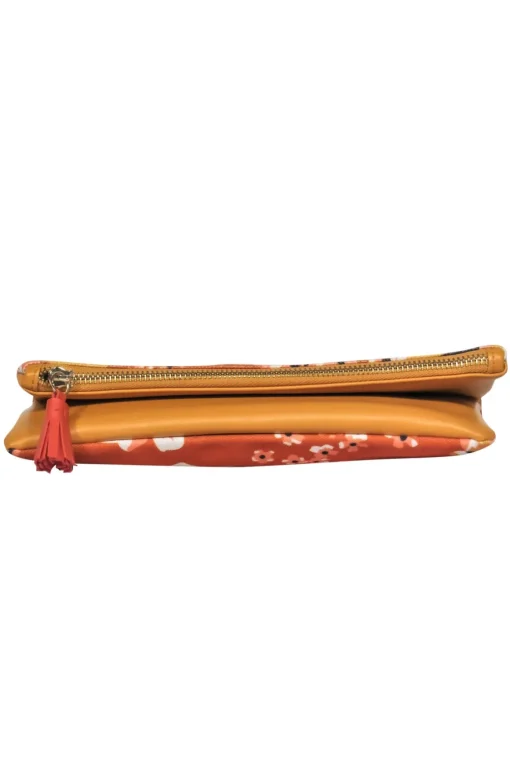 Rachel Pally - Orange & Yellow Canvas & Leather Floral Print Clutch