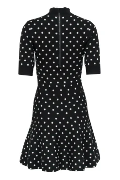 Rachel Roy - Black Polka Dot Knit Mock Neck Dress Sz XS