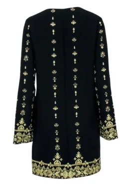 Rachel Zoe - Black Shift Dress w/ Gold Embroidery Sz 8