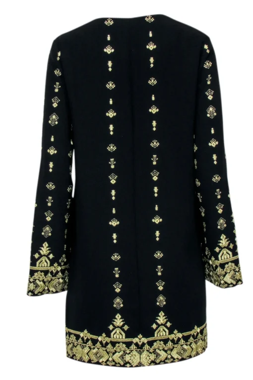Rachel Zoe - Black Shift Dress w/ Gold Embroidery Sz 8