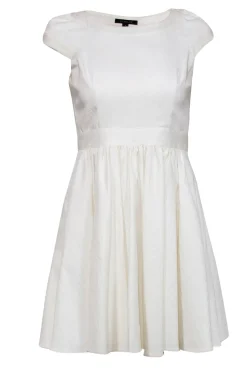Rachel Zoe - Ivory Chevron Textured Cotton Blend Fit & Flare Dress Sz 4