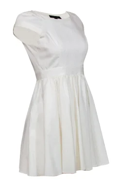 Rachel Zoe - Ivory Chevron Textured Cotton Blend Fit & Flare Dress Sz 4