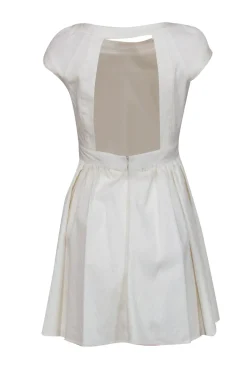 Rachel Zoe - Ivory Chevron Textured Cotton Blend Fit & Flare Dress Sz 4