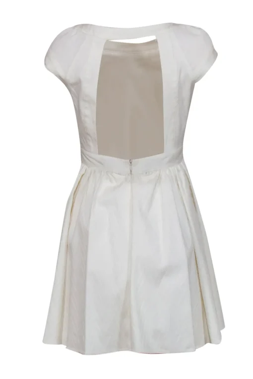 Rachel Zoe - Ivory Chevron Textured Cotton Blend Fit & Flare Dress Sz 4