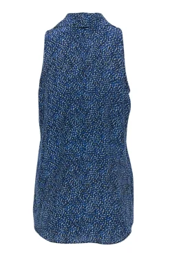 Rachel Zoe - Navy & Green Dotted Print Blouse w/ Buttons Sz 4
