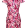 Rachel Zoe - Pink & Multicolored Sequin Abstract Print Cap Sleeve Shift Dress Sz 10