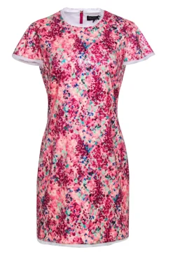 Rachel Zoe - Pink & Multicolored Sequin Abstract Print Cap Sleeve Shift Dress Sz 10