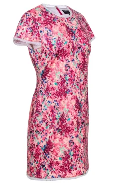Rachel Zoe - Pink & Multicolored Sequin Abstract Print Cap Sleeve Shift Dress Sz 10