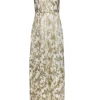 Rachel Zoe - White, Gold & Silver Metallic Floral Print Gown Sz 6