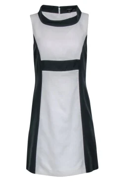 Rachel Zoe - White Shift Dress w/ Black Side Panels & Mock Neck Sz 6