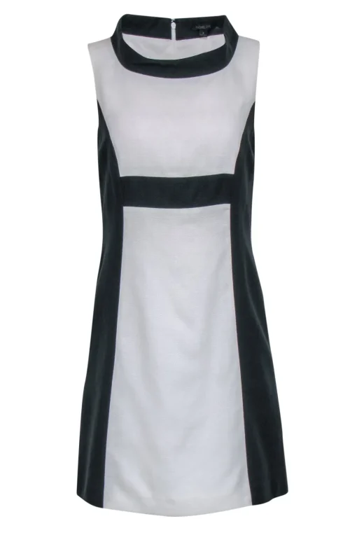 Rachel Zoe - White Shift Dress w/ Black Side Panels & Mock Neck Sz 6