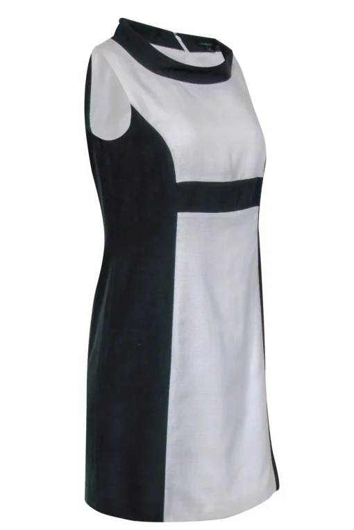 Rachel Zoe - White Shift Dress w/ Black Side Panels & Mock Neck Sz 6