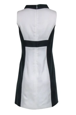 Rachel Zoe - White Shift Dress w/ Black Side Panels & Mock Neck Sz 6