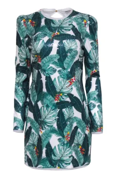 Rachel Zoe - White w/ Green Leaf Printed Sequin Dress Sz 8