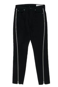 Rag & Bone - Black Frayed Hem Skinny Jeans w/ Zipper Detail Sz 27
