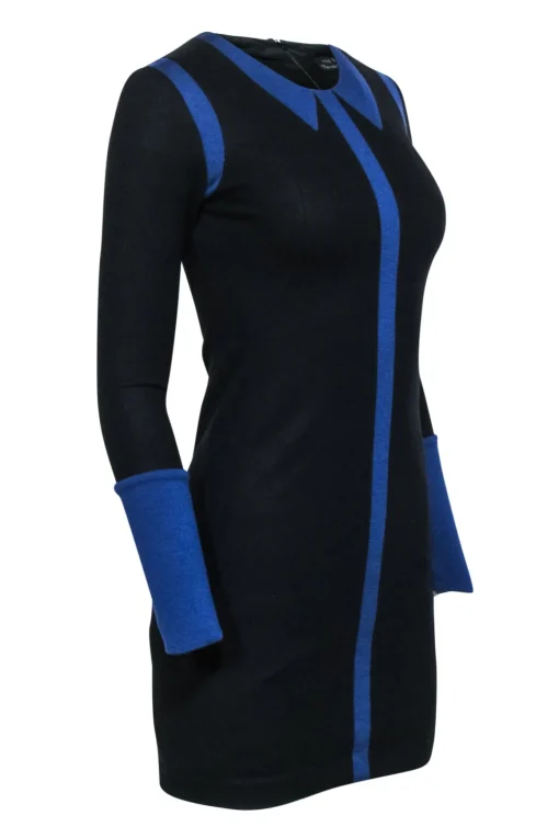 Rag & Bone - Black Long Sleeve Color Block Midi Sheath Dress Sz 0