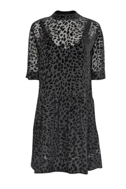 Rag & Bone - Black Short Sleeve Mock Neck Drop Waist Dress Sz S