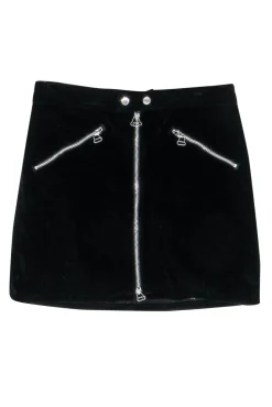 Rag & Bone - Black Velvet Zipper Front Miniskirt Sz 8