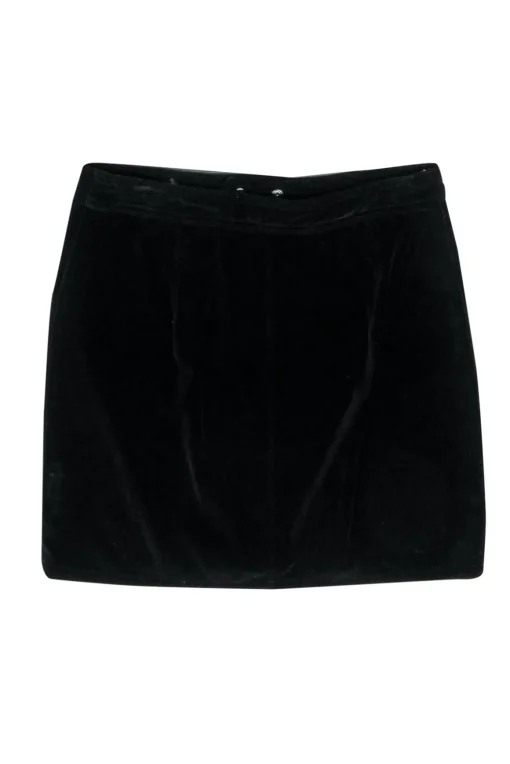 Rag & Bone - Black Velvet Zipper Front Miniskirt Sz 8