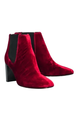 Rag & Bone - Red Velvet w/ Elastic Side Panel Ankle Boots Sz 6