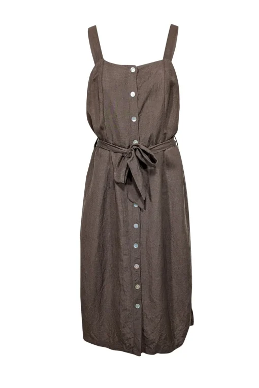 Rails - Army Green Linen Blend Belted Midi Dress Sz L