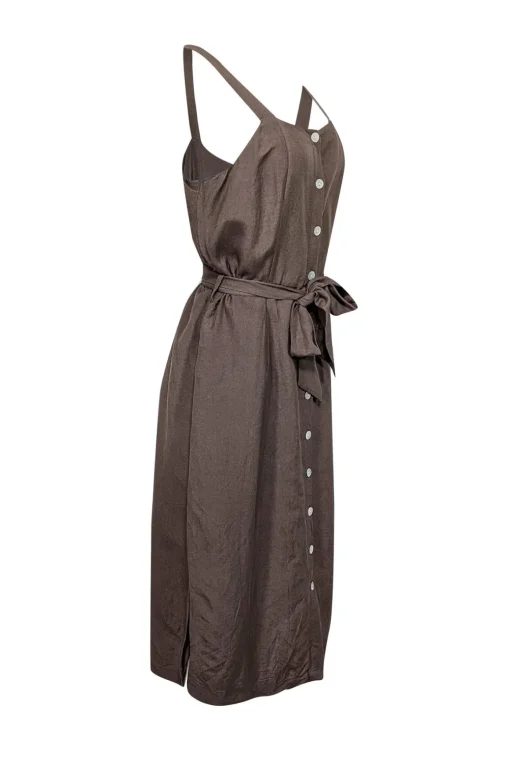 Rails - Army Green Linen Blend Belted Midi Dress Sz L