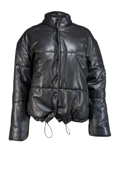 Rails - Black Faux Leather Puffer Jacket Sz M