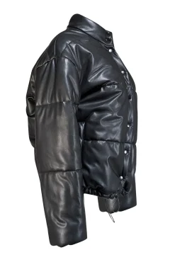Rails - Black Faux Leather Puffer Jacket Sz M