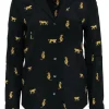 Rails - Black w/ Brown Tiger & Leopards Long Sleeve Button Front Sz S
