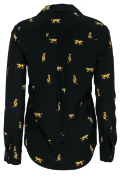 Rails - Black w/ Brown Tiger & Leopards Long Sleeve Button Front Sz S
