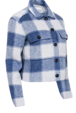 Rails - Blue & Off-White Buffalo Check Wool Blend Cropped Jacket Sz XS