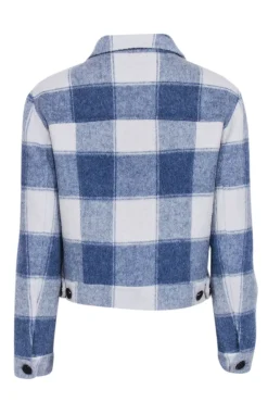 Rails - Blue & Off-White Buffalo Check Wool Blend Cropped Jacket Sz XS