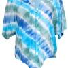 Rails - Blue, Green & White Tie-Dye Button-Up Tie-Front Blouse Sz S