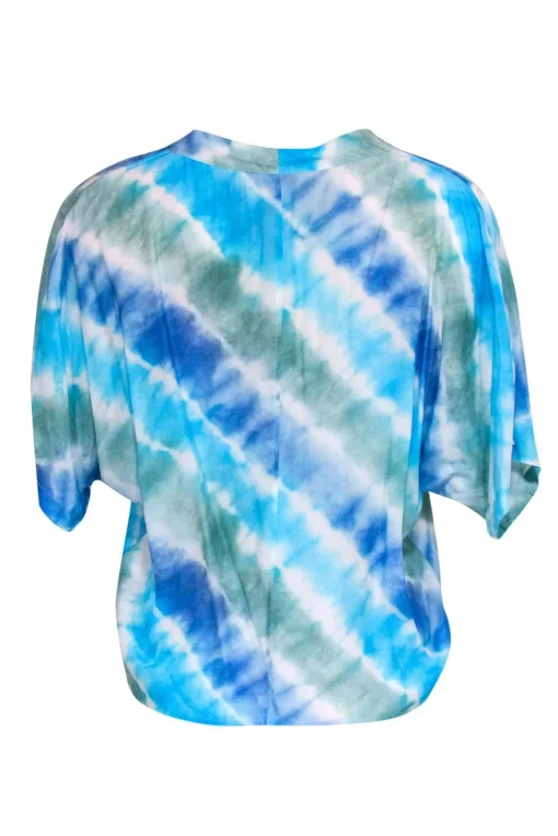 Rails - Blue, Green & White Tie-Dye Button-Up Tie-Front Blouse Sz S
