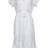 Rails - Ivory Short Sleeve Drawstring Midi Dress Sz M