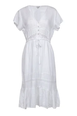 Rails - Ivory Short Sleeve Drawstring Midi Dress Sz M