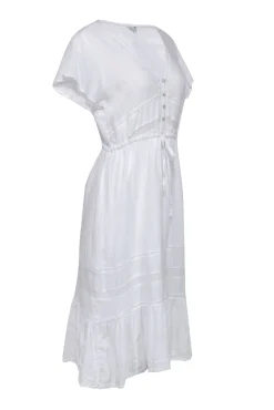 Rails - Ivory Short Sleeve Drawstring Midi Dress Sz M